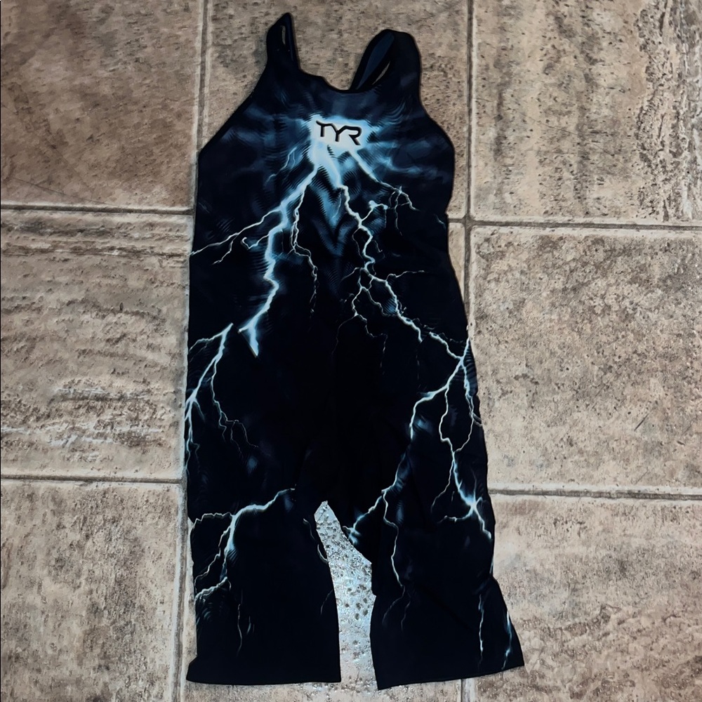 TYR Electric Blue and Black Swimsuit